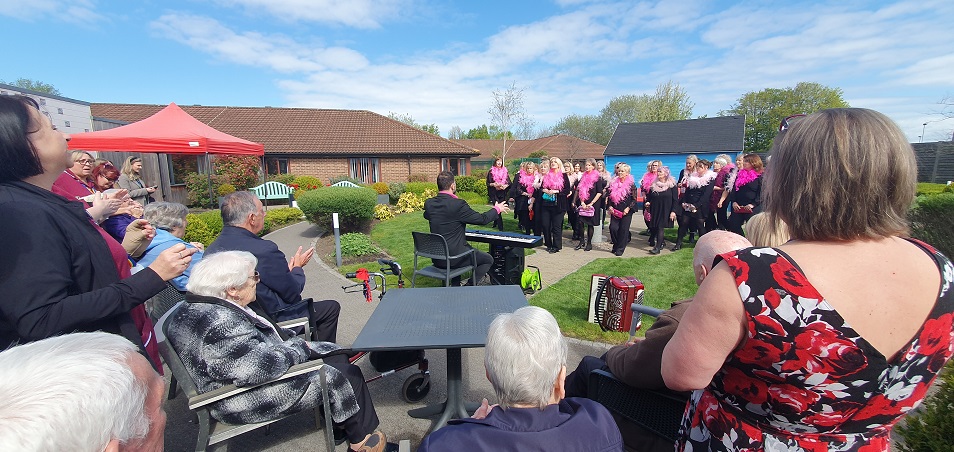 Care home residents enjoy a Eurovision-themed theatre performance