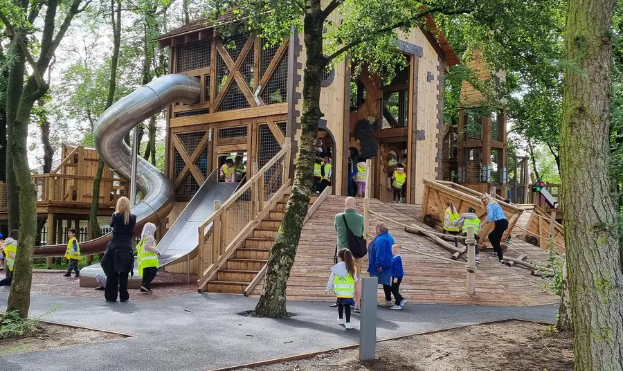 Children explore a new play area at Hopetown Darlington. 