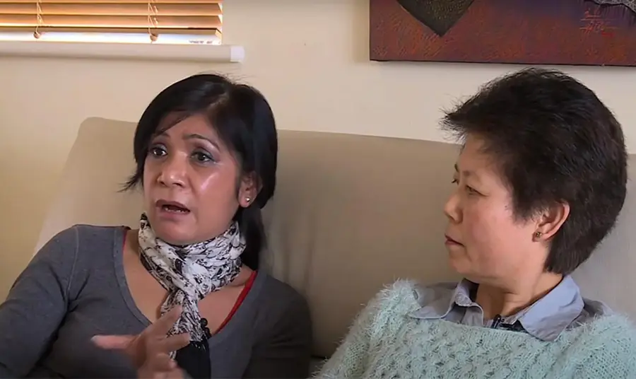 Two Cambodian women giving oral history testimony