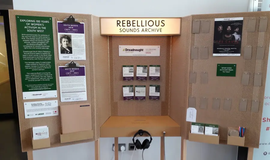 Display with headphones to access the Rebellious Sound Archive