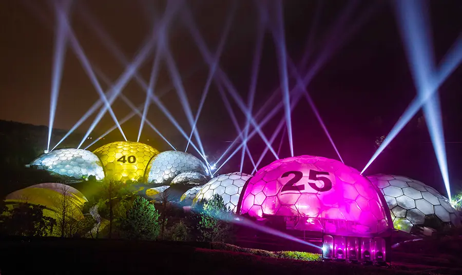 Illuminated Biomes at the Eden Project celebrate 25 years of the National Lottery