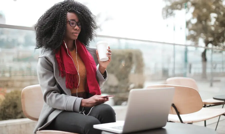 Woman using laptop