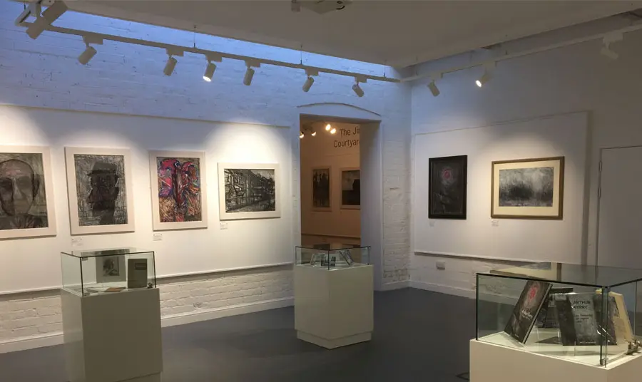 The inside of the new gallery at Brampton Museum with artwork displayed on the walls