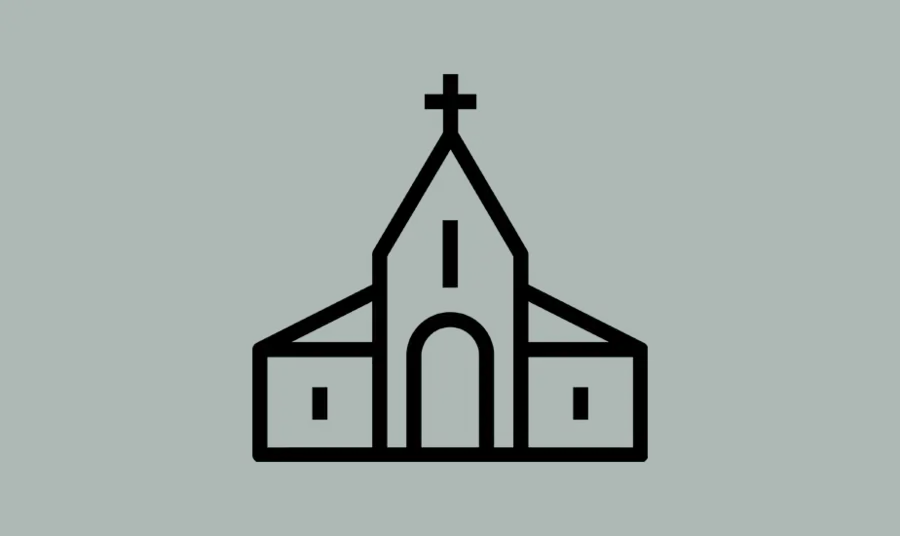 Line drawing of a church