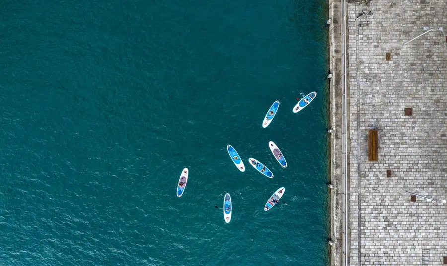 Paddleboarders in Royal William Yard, Plymouth