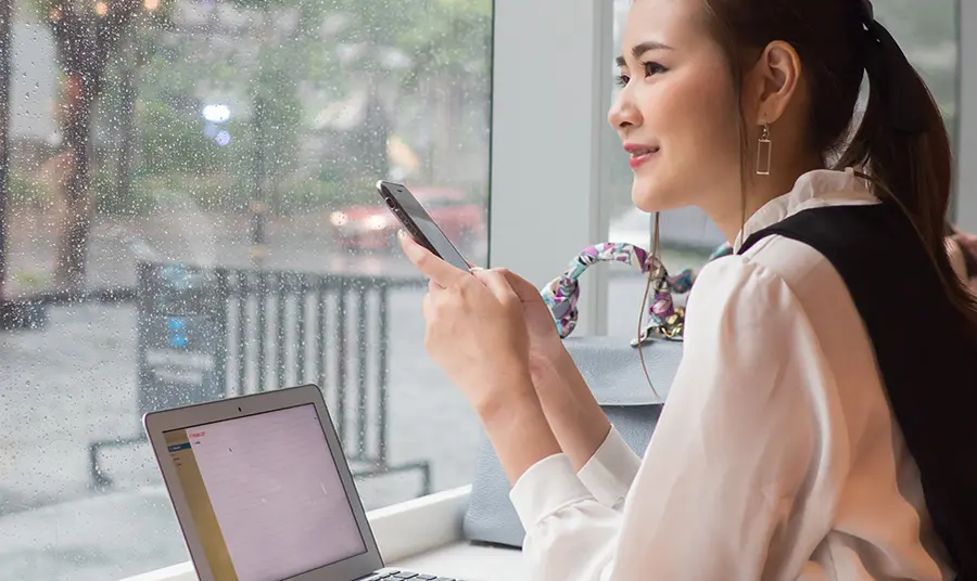 Woman working digitally