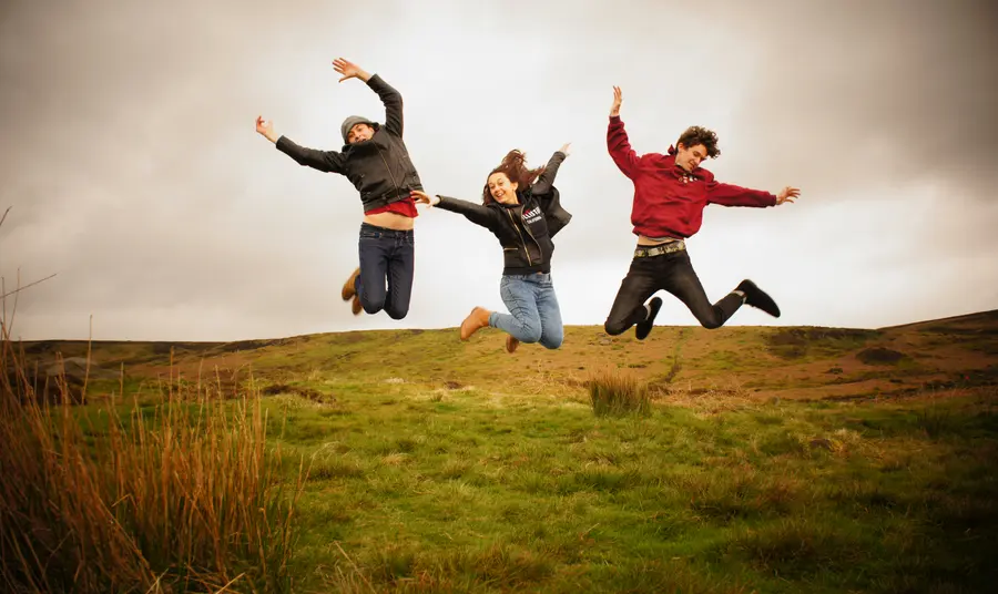 Young people jumping