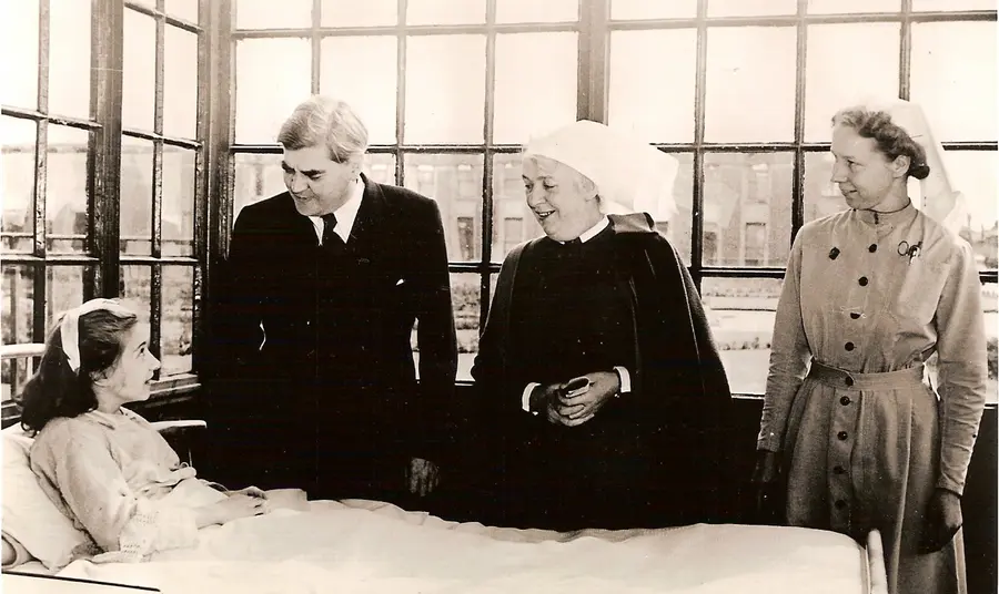 Aneurin Bevan, Minister of Health, on the first day of the National Health Service, 5th of July 1948 at Park Hospital, Davyhulme near Manchester
