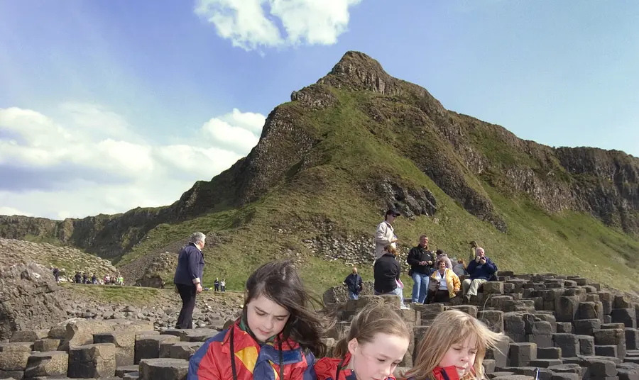 Schoolchildren learning about the heritage of the Giant's Causeway