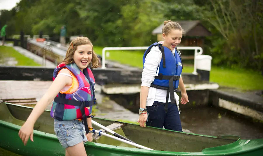 Young people enjoying Montgomery Canal