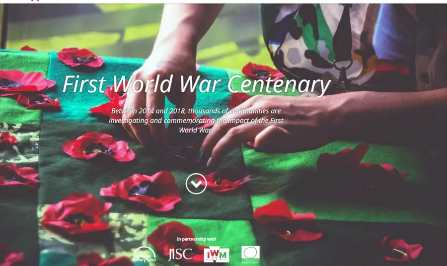 Front page of the Historypin First World War site