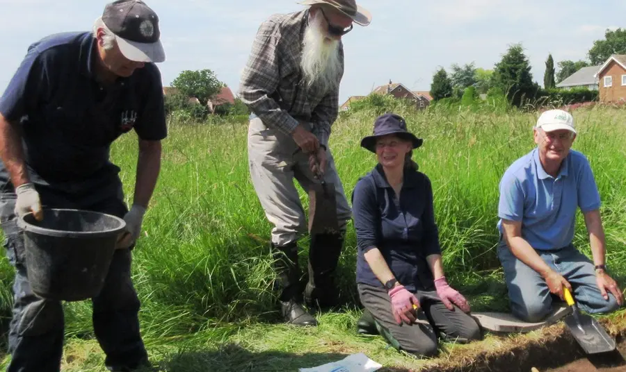 Volunteers digging at the Keesbury Manor site in Cawood