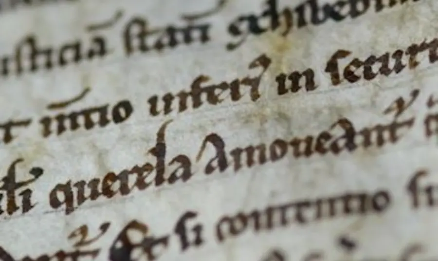 Close-up of the 1215 Magna Carta at Salisbury Cathedral