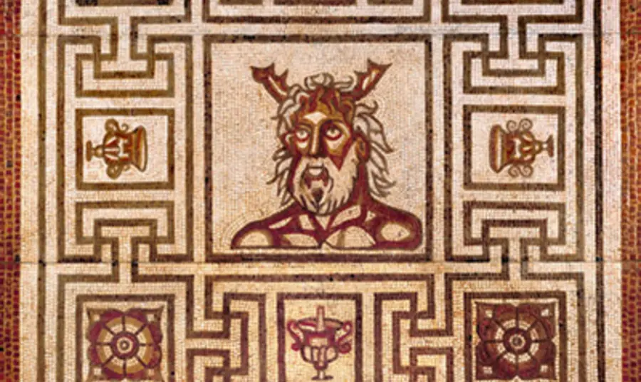 One of St Albans impressively in-tact mosaics, featuring the Roman God Oceanus