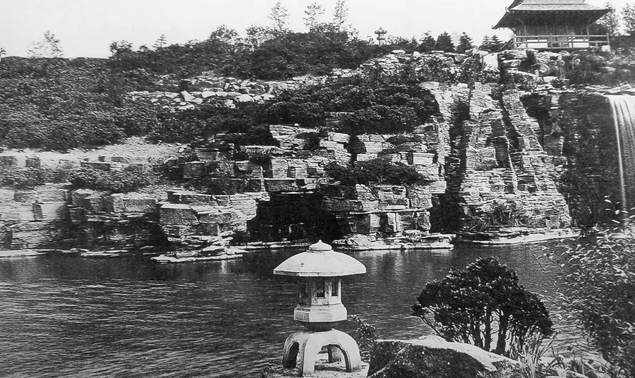 Japanese Lake at Historic Rivington Terraced Garden in the 1920s