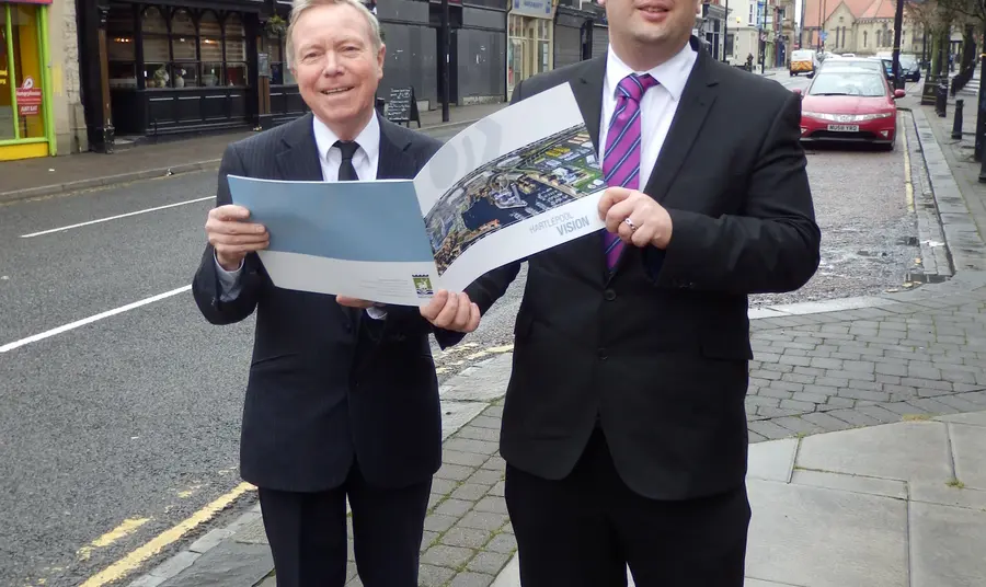 Hartlepool Councillors Stephen Akers-Belcher and Jim Ainslie in Church Street