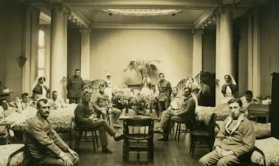 First World War troops in the Hatton Gallery used as a hospital during the war. Copyright Robinson Library Newcastle University