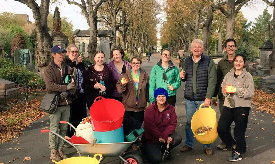 A group of gardening volunteers at Brompton Cemetery