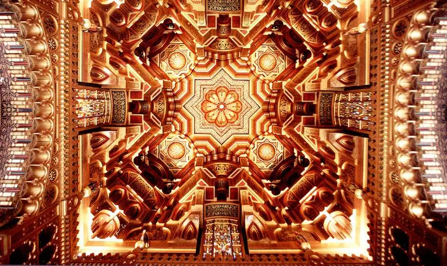 The ornate ceiling inside Cardiff Castle