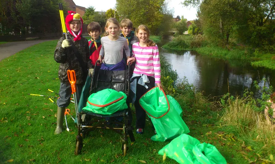 Young participants by the River Lambourn