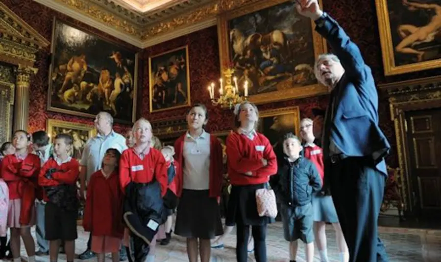 A school party being shown around Houghton Hall, Norfolk