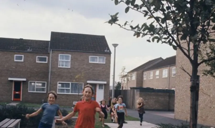 Children running on a Peterborough estate