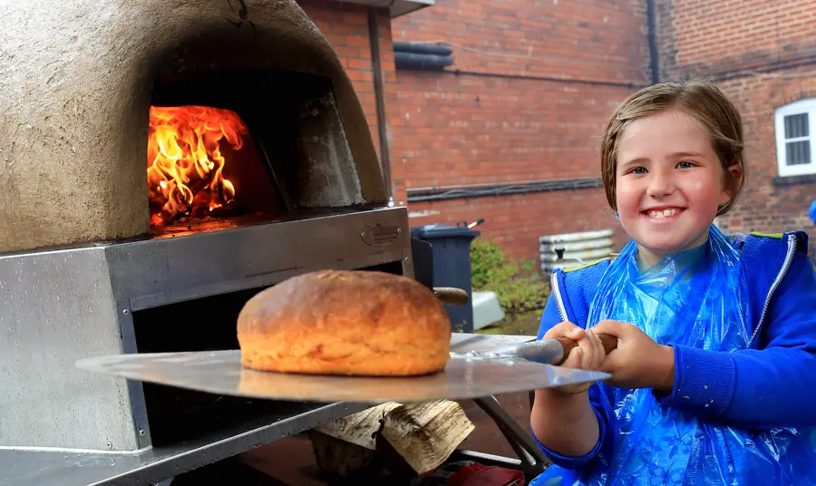 Bread making session with the mobile oven.