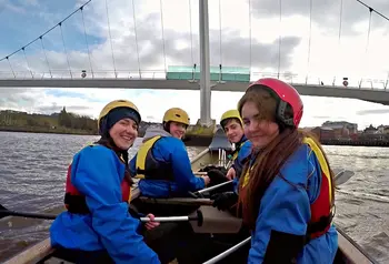 Four young Foyle Ambassadors out on the river