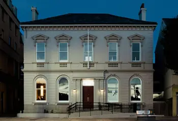 Front elevation of The Court House, Bangor building in the evening.