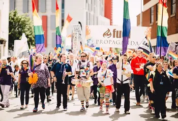 People on the streets celebrating Hull Pride 