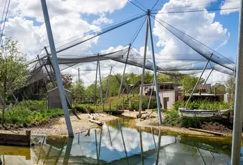 Large aviary with netting at Slimbridge Wetland Centre 