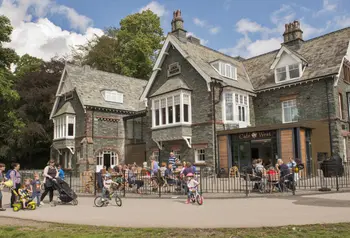 Crowds of people outside Keswick Museum