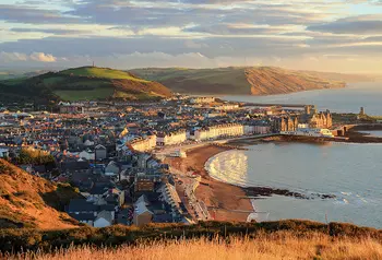 An aerial view of Aberystwyth