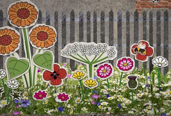 A still from the video showing an animation of wild meadow and pollinating bees.