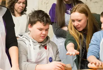 Children and adults take part in baking