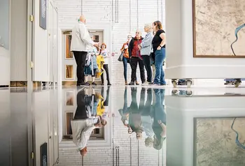 A guide leads a tour inside Templemore Baths