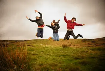 Young people jumping