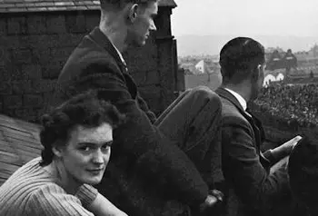 Dan Smith and his wife Ada, 1939, watching the match at St James’ Park from the rooftop 