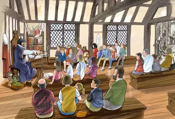 Artist's impression of how people can get involved in Shakespeare's school