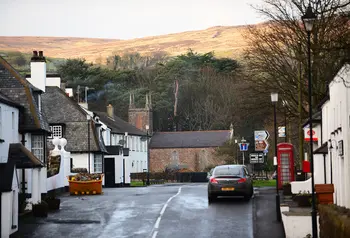 View of Cushendun Old Church from the main street