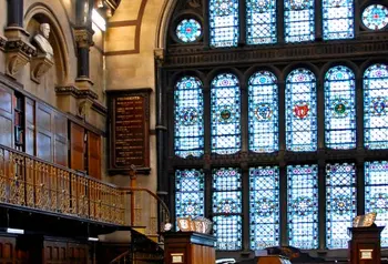 Stained glass window in the Institute's libary