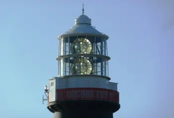 Close up of Mew Island lighthouse with optic