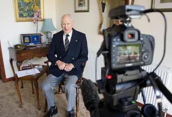 Veteran John Bowler being interviewed