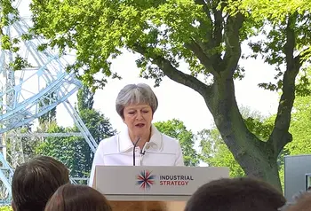 Prime Minister, Theresa May, delivers a speech at Jodrell Bank