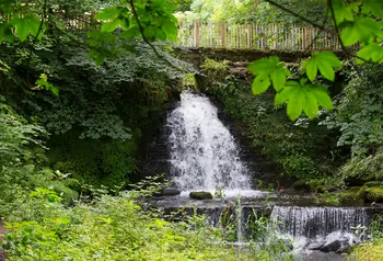 Rediscovered secondary waterfall on Glen Path at Rouken Glen Park, Giffnock, East Renfrewshire