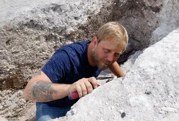 Richard Bennett during a dig on Salisbury Plain