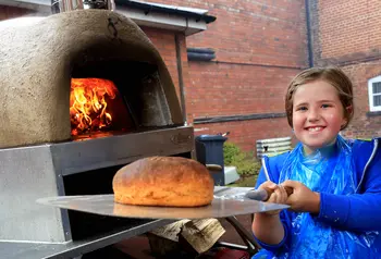 Bread making session with the mobile oven.