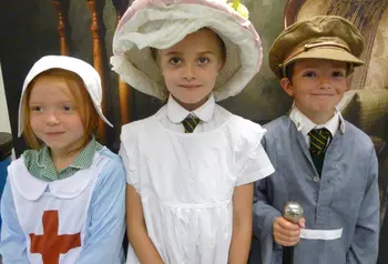 Children in First World War costumes at The Museum of Somerset