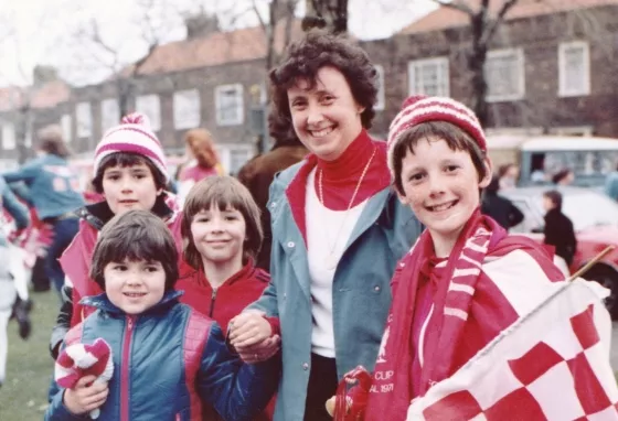 Liverpool fans attending the 1978 Bruges European Cup Final. Credit: Adrien Killen