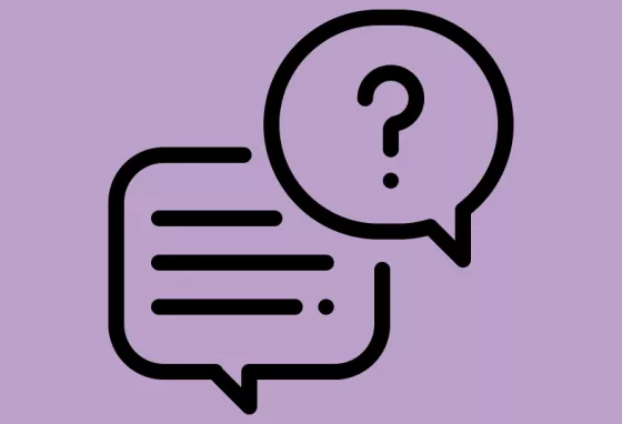 Illustration of speech bubbles, one with a question mark